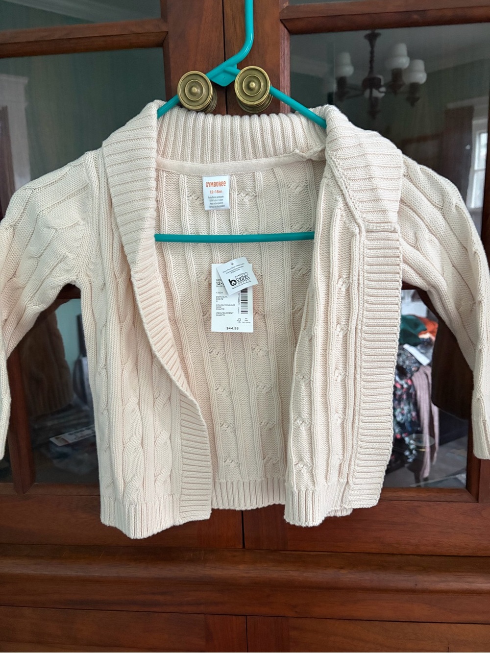 Gymboree Cream Cable Knit Shawl-Collar Cardigan